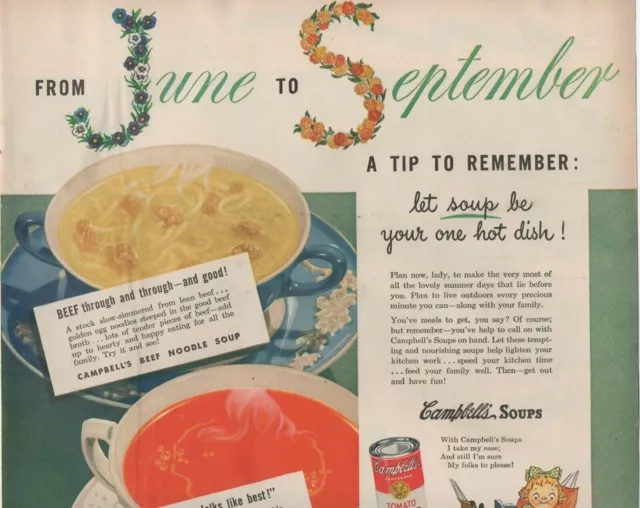 1947 Campbell's Soup Vintage Print Ad From June To September