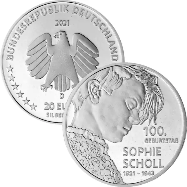 20 Euro Deutschland 2021 Silber bfr. - Sophie Scholl