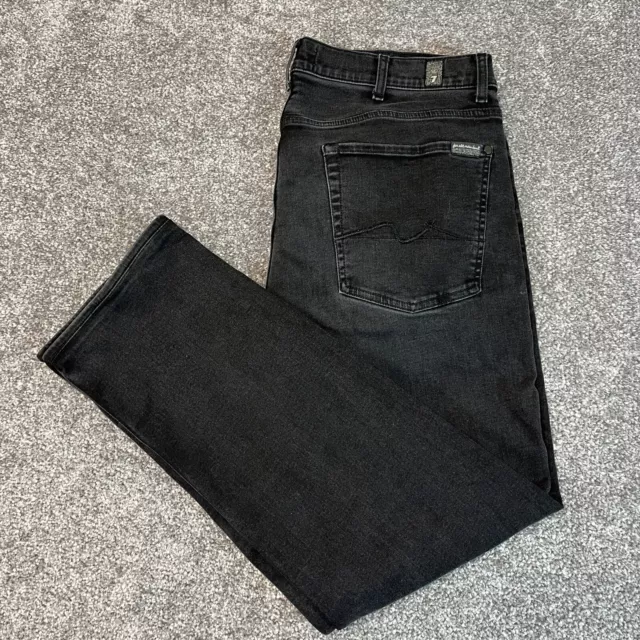 Pantalones de mezclilla para hombre 7 For All Mankind Slimmy W36 L30 regulares rectos gris oscuro elásticos