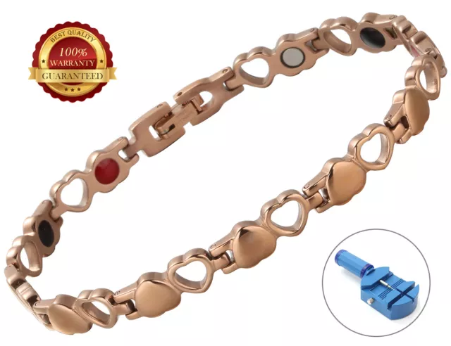 Ladies Stainless Steel Magnetic Bracelet Heart Bangle Arthritis Relief