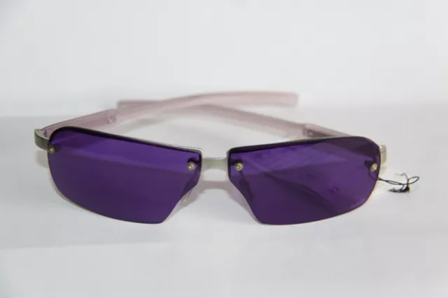 Farb Brille Sonnenbrille  Gläser Weinrot Rahmen Hinten Silberfarben Aus Metall