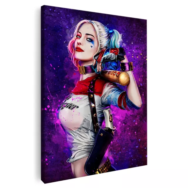 Wand-Bilder XXL Harley Quinn Joker Comics Leinwand-Bild Bösewicht Kunstwerk