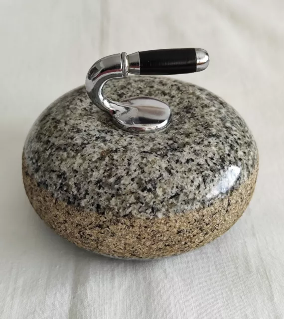 Vintage Granite Miniature Curling Stone Rock - Paperweight