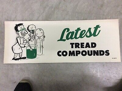 Vintage Advertising Goodyear Tires Sign Sales Poster Latest Tread Compound 50S