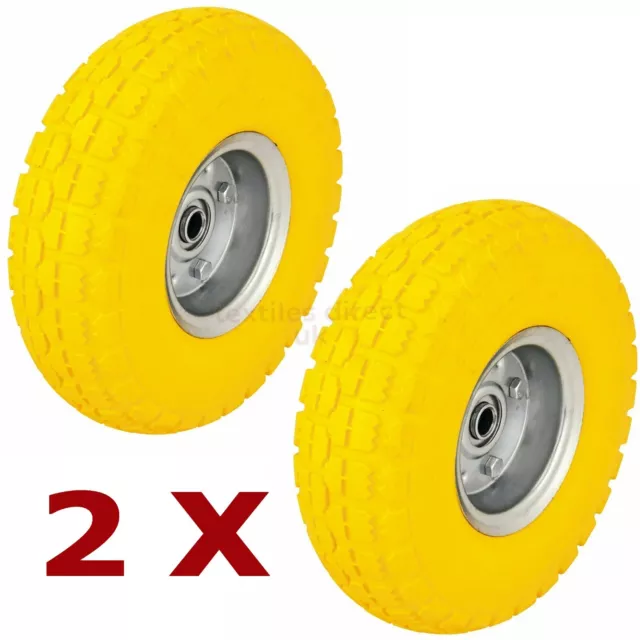 Puncture Proof Tyres Solid Burst Sack Truck Rubber Trolley Wheels (2PK) 10" new