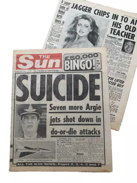 The Sun Newspaper 25th May 1982 Falklands Page 3 Gina Charles COMPLETE