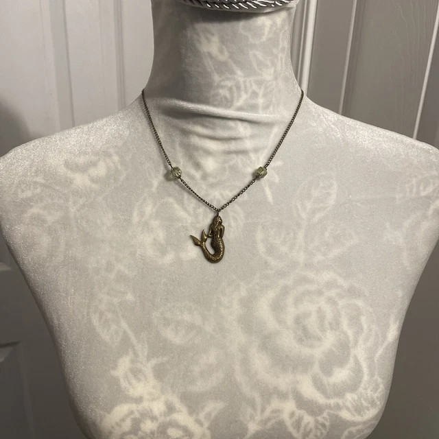 NWT NEW Copper MERMAID Stamp Pendant & Cathedral Bead Necklace By Cody Designs