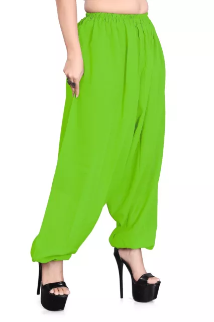 Perroquet Vert Couleur Mousseline Sarouel Pantalon Ventre Danse Pur Yoga C14