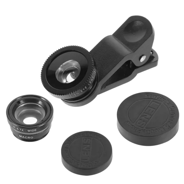 3 in 1 Fisheye Lens for Smartphones - 180° Clip On Wide Angle Macro Lens
