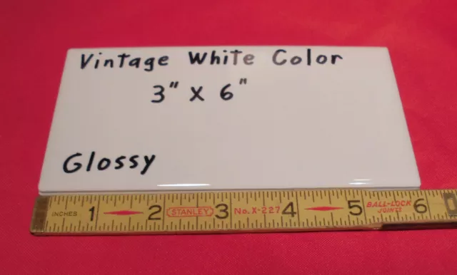 1 pc. *Vintage White* 3" X 6" Glossy Ceramic Tile from the 1990's   New Subway