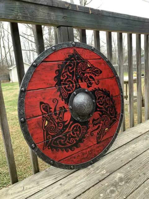 Medieval Shield Viking Shield 24"Or 30" Wooden Shield Heavy Metal Fitted Wall 3
