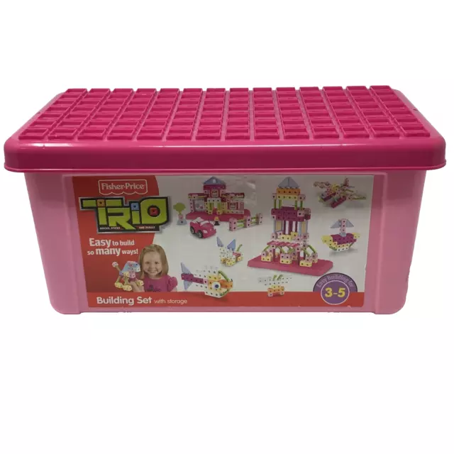 Fisher Price Trio Building Blocks Pink Storage Box R8867 80 pieces not Complete