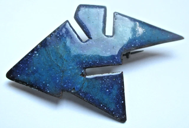 Broche Farandole Vintage Avec émaux Bleu Et Mauve - Bijou Ancien Superbe, Occasion