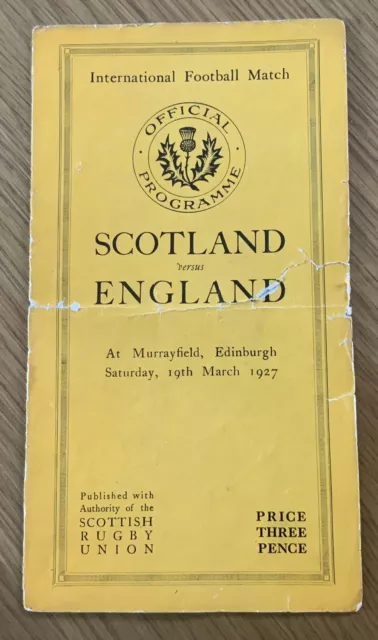 SCOTLAND v ENGLAND 1927 RUGBY PROGRAMME