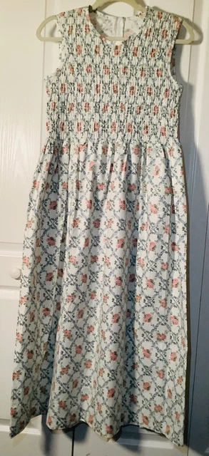 Storybook Heirlooms Ladies Smocked Pink Blue White Cottage Rose Dress Sz 6