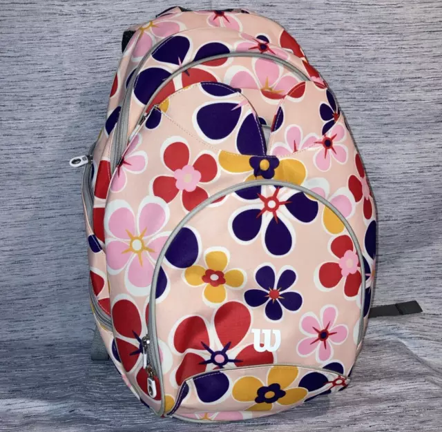 Wilson Perfect Pak Tennis Backpack Pickeball Racquet Bag Pink Floral Retro Bag