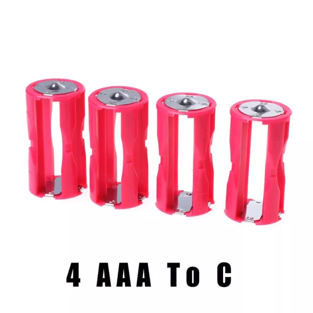 4 AAA To C Size Battery Converter Adapto/Adapter Case Holder Storage Box Plastic