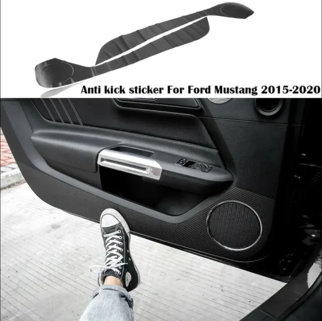 Door Anti-Kick Protector Sticker Cover Carbon Fiber Grain For Ford Mustang 15-20