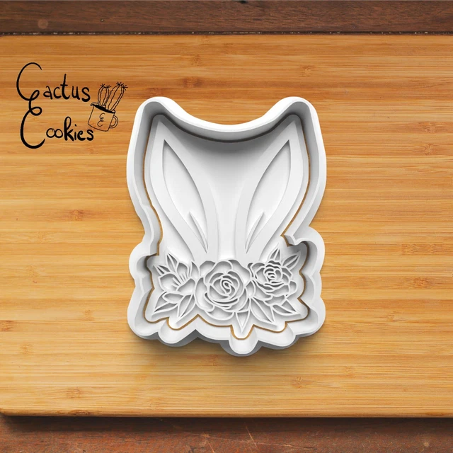 Conejo orejas cortador floral molde de corte sello cortador de arcilla