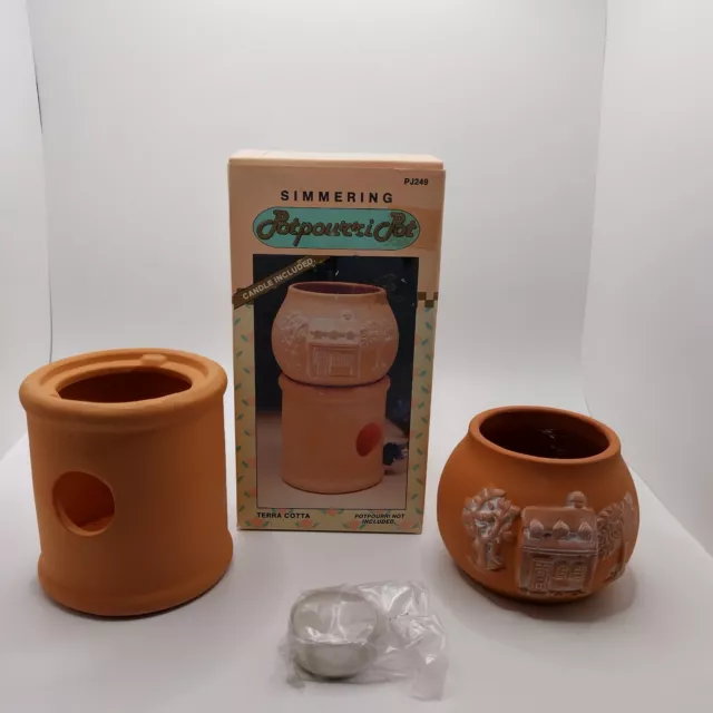 Vintage Simmering Potpourri Pot Terra Cotta Never Used Open Box Wang's Int.
