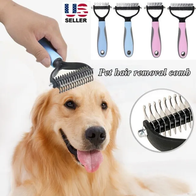 Pet Grooming Tool 2 Sided Undercoat Dog Cat Shedding Comb Brush Pets NEW USA