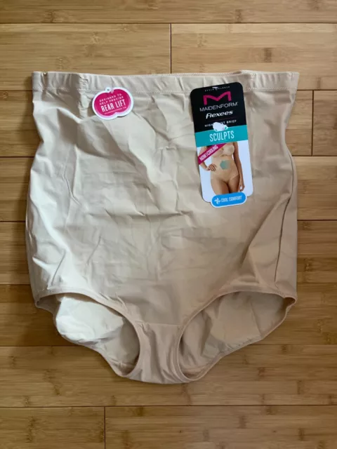 NEW 2XL Maidenform Flexees High Waist Brief Sculpst Ultra Firm Beige