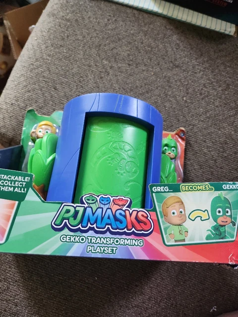 PJ MASKS TRANSFORMATION Playset Figures Greg Becomes Gekko &amp; Turbo ...