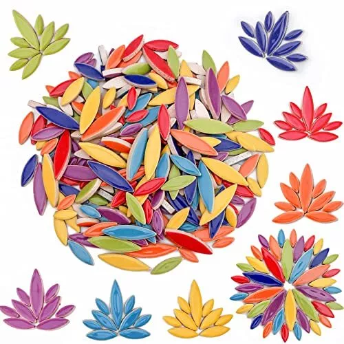 Ceramic Mosaic Tiles for Crafts, 568g Petal Mosaic Pieces,Ceramic Tiles for
