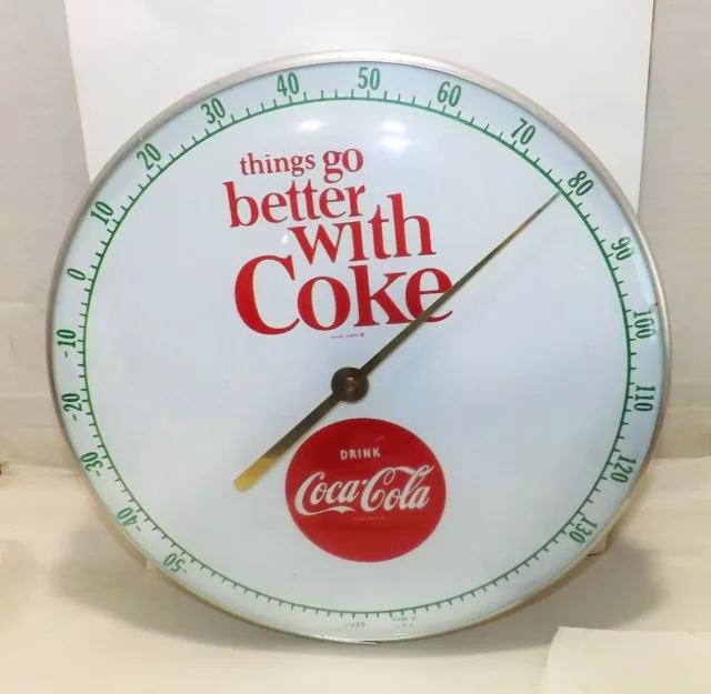 Vintage 1964 Coca-Cola Pam Tgbwc 12" Glass Bubble Front Thermometer Works Usa Nm