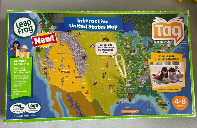 LARGE LEAPFROG INTERACTIVE US Map for Tag Reader 35x20 Inches Jumbo ...