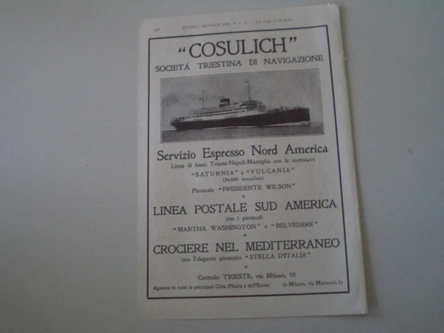 advertising Pubblicità 1928 COSULICH - SOCIETA' TRIESTINA DI NAVIGAZIONE