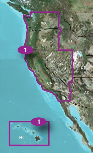 TOPO US 24K West &North GPS Map 010-C1129-00, incl. WA OR CA NV HI