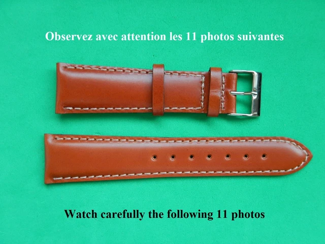 18 mm SOLIDE BRACELET CUIR DE VEAU VÉRITABLE FAUVE ORANGE ASPECT