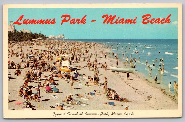 Lummus Park Miami Beach Shoreline Ocean Boat Birds Eye View Vintage PM Postcard
