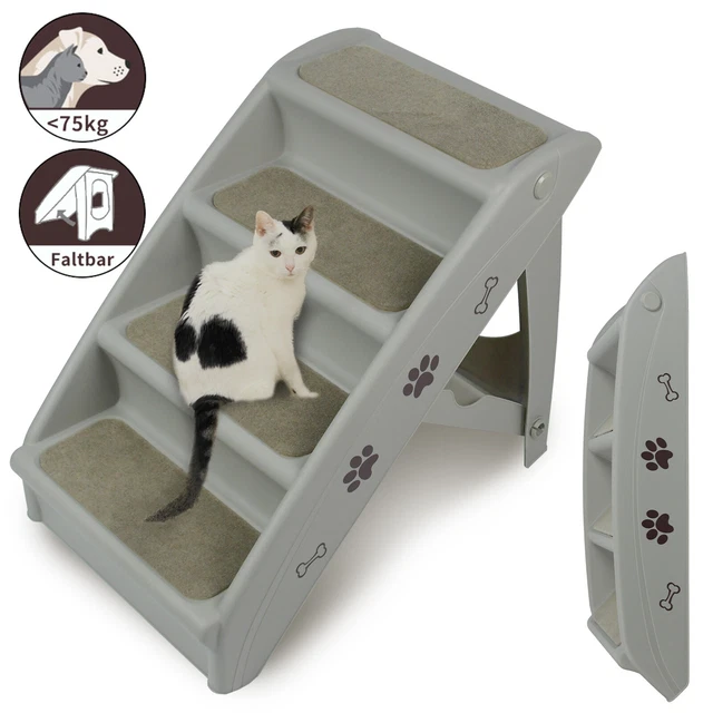 Hundetreppe, klappbar, Anti-Rutsch-Pad Haustiertreppe Tiertreppe für Auto Bett