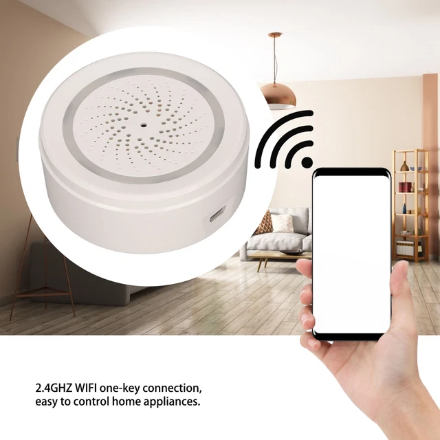 90DB WIRELESS SOUND Light Siren 2.4GHZ WIFI Smart Home Security Burglar