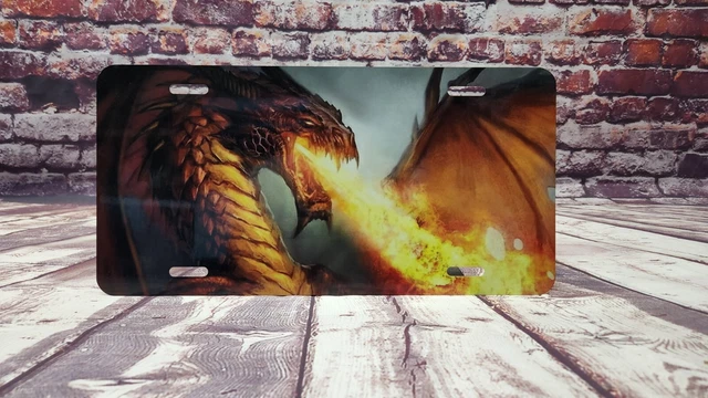 Fantasy Adventure Myth Fire Breathing Dragon Custom Vanity License Plate