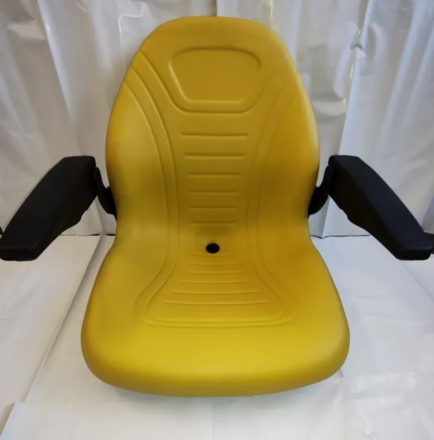 Universal Tractor Seat and Compact High Back Mower Seat with Armrest. Yellow.