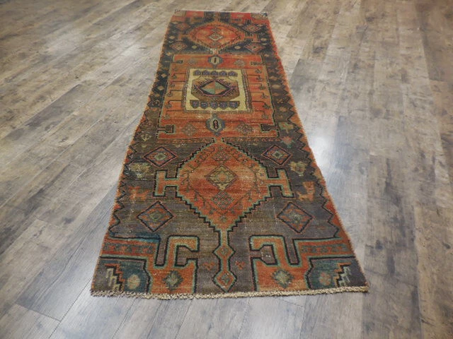 Hand made Vintage Uzbek Geometric Antique Nomadic Afghan Orienta Rug 2.7x8.4