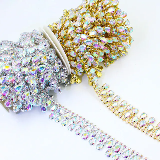 90cm Shiny Crystal Rhinestone Diamante Fringe Chain Edging Trim DIY Sewing Decor