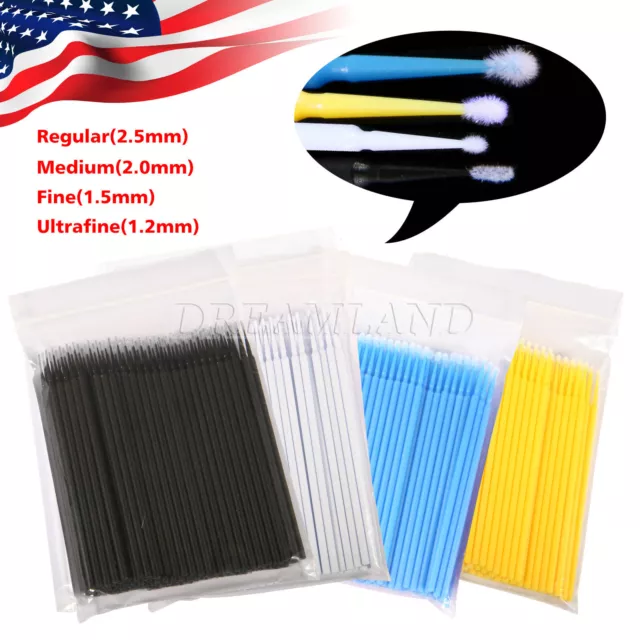400 Microbrush Micro Brush Applicator Tips (Regular, Fine, Super Fine) Dental HE