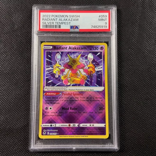 Radiant Alakazam - 059/195 - PSA 9 MINT - Radiant Rare (Silver Tempest) 7015