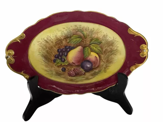 Vintage Aynsley Bone China FRUIT ORCHARD GOLD Signed Oval Bowl