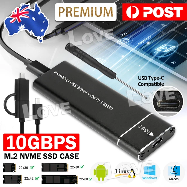 M.2 NVME TO USB Enclosure Type-C Storage Case Adapter SSD SATA External New