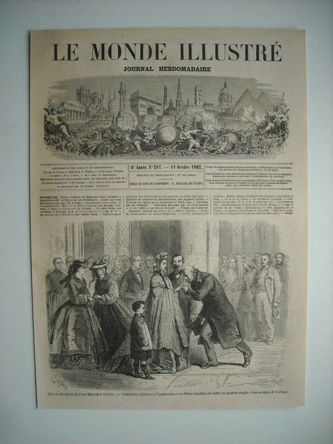 Gravure 1862. Episode Sejour De Leurs Majestes A Biarritz. Soldat Du 1Er Empire.