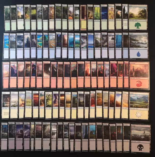 100 x Basic Lands MTG Magic - 20 of Each Colour (plus 5x Bonus Foil or Full Art)