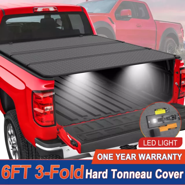 6FT TRIFOLD HARD Solid Tonneau Cover For 20162024 Toyota Truck