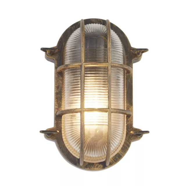 Lampe Murale Extérieur IP44 E27 Hauteur : 25 CM En Or Ancien Clair Glas