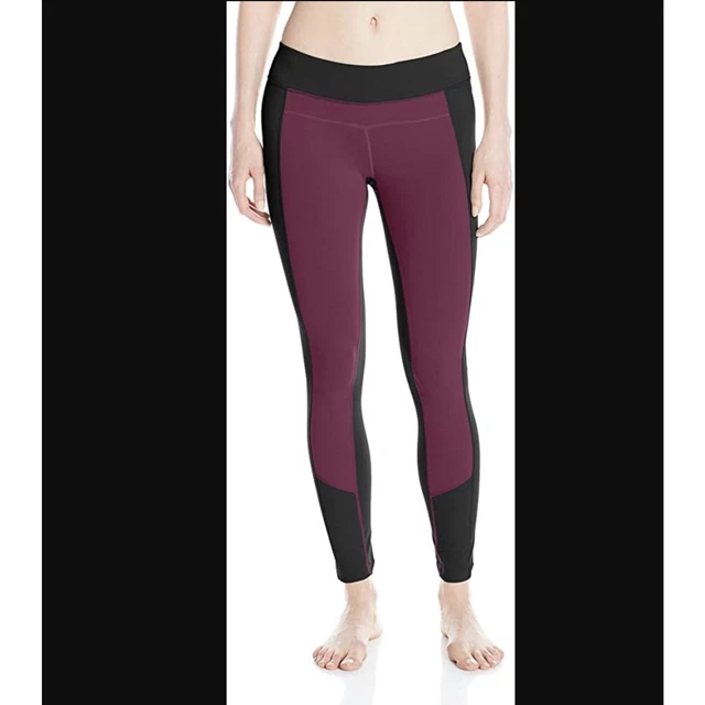 Women M PrAna Gabi Tight Legging Plum Purple Black Colorblock Pant Yoga