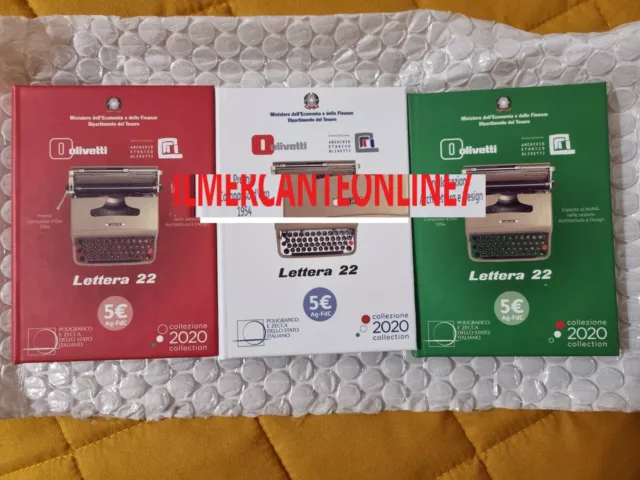 Trittico Da 5 Euro  Eccellenze Italiane Olivetti Lettera 22  Italia 2020 Argento